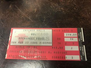 March 17 1985 Michael Jordan Bulls Ticket Stub Vs Bucks