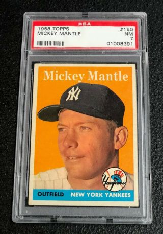 York Yankees Mickey Mantle 1958 Topps 150 Psa 7 Near Well Centered