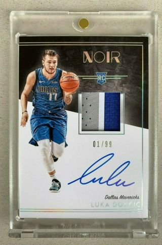 2018 - 19 Panini Noir Luka Doncic Rc Rpa Auto 01/99 Rookie Patch