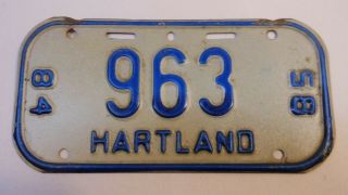 Vintage Wisconsin 1984 - 85 Hartland Bicycle License Plate