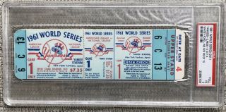 1961 World Series Game 1 Full Ticket Yankees Reds Psa Vg 3 Whitey Ford