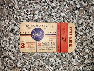 1953 World Series Ticket Game 3 Yankees Dodgers Mickey Mantle Jackie Robinson