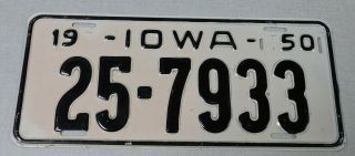 1950 Iowa Passenger Car License Plate