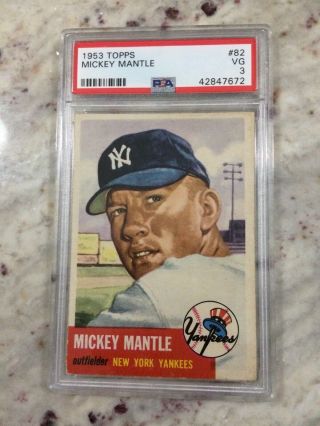 Mickey Mantle 1953 Topps 82 Psa 3 Short Print - Great Eye Appeal / Centered