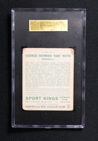 1933 Goudey Sport Kings Gum 2 Babe Ruth SGC Graded 1.  5 fair 2