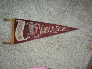Cleveland Indians Red Pennant 1948 World Series Scroll Chief Wahoo Shape