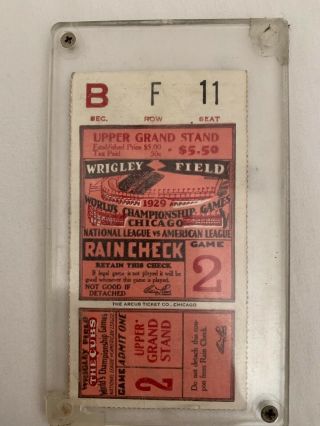 1929 Chicago Cubs World Series Ticket Stub Game 2 Foxx Home Run