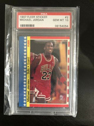 1987 - 1988 Fleer Stickers Michael Jordan Chicago Bulls 2 Psa