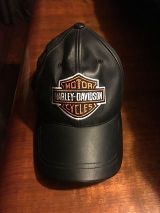 Leather Harley Davidson Baseball Hat Cap Logo Adjustable