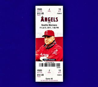 Mike Trout Debut Ticket July 8 2011 7/8/11 Angels Vs Mariners 1st Game Mvp