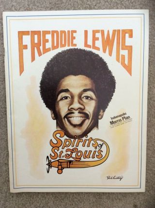 Aba Freddie Lewis (spirits Of St.  Louis) Indiana Pacers Game Program 1975 - 1976
