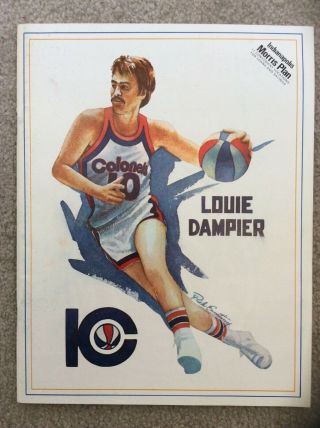 Aba Louie Dampier (kentucky Colonels) Indiana Pacers Game Program 1975 - 1976