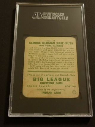 1933 Goudey Babe Ruth 144 SGC A - Authentic (BBCI) 2