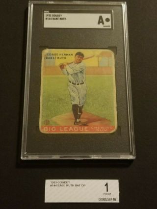 1933 Goudey Babe Ruth 144 SGC A - Authentic (BBCI) 3
