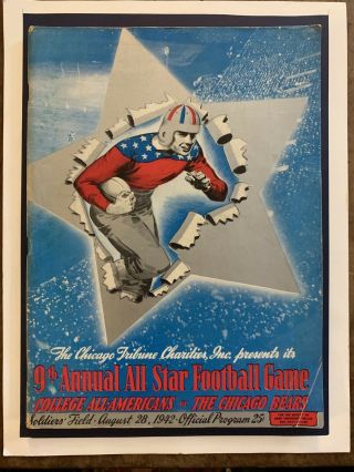 1942 College All Stars Vs Chicago Bears Football Program/bill Dudley/jack Jacobs
