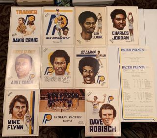 10 Indiana Pacers Aba Game Programs 1975 - 1976 W/2 Stat Sheet Packets