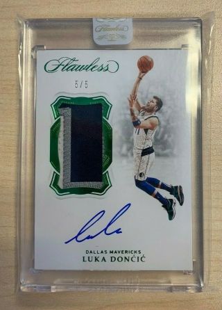 2018 - 19 Panini Flawless Luka Doncic Rc Auto 5/5 True Rpa 3 Color Name Patch Roy