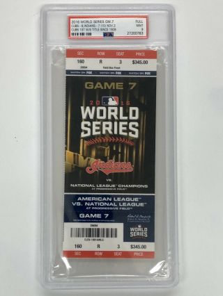 2016 World Series Chicago Cubs Cleveland Indians Game 7 Psa 9 Full Ticket