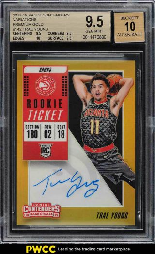 2018 Contenders Variations Premium Gold Trae Young Rc Auto /10 Bgs 9.  5 (pwcc)