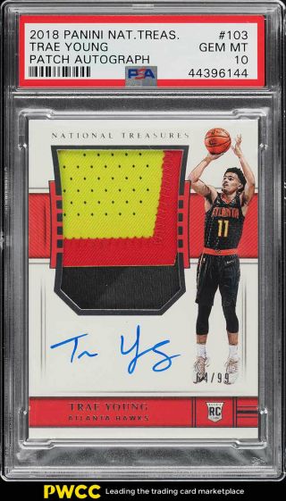 2018 National Treasures Trae Young Rookie Rc Auto Patch /99 103 Psa 10 (pwcc)