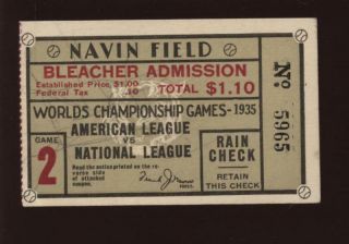 1935 World Series Ticket Stub Chicago Cubs @ Detroit Tigers Game 2 Ex - Mt