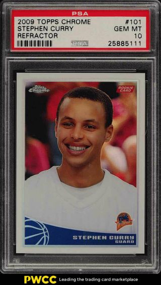 2009 Topps Chrome Refractor Stephen Curry Rookie Rc /500 101 Psa 10 Gem (pwcc)