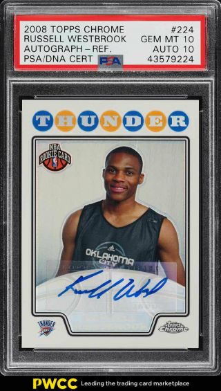 2008 Topps Chrome Refractor Russell Westbrook Rookie Rc Auto /145 Psa 10 (pwcc)