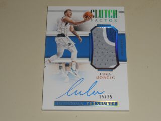 2018 - 19 National Treasures Clutch Factor Gold Rpa Auto Patch Luka Doncic /25 Rc