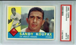 1960 Topps Card 343 Hof Sandy Koufax Psa Grades 9