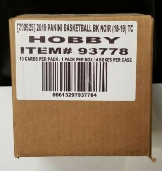 2018 - 19 Panini Noir Basketball Factory 4 Box Hobby Case