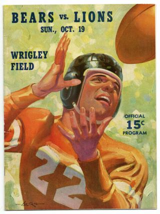 Chicago Bears Vs Detroit Lions Vintage 1941 Nfl Program (wrigley Field)