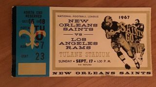 1967 Orleans Saints Vs Los Angeles Rams Inaugural Game Ticket
