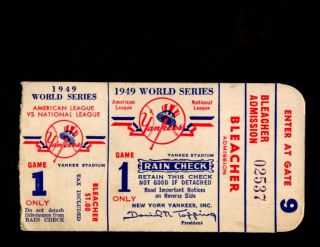 1949 World Series Ticket Stub Brooklyn Dodgers @ York Yankees Game 1