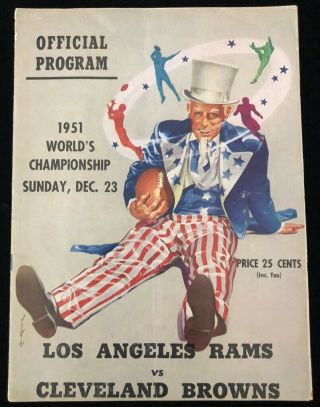 1951 Nfl Championship Football Program - Cleveland Browns @ Los Angeles Rams