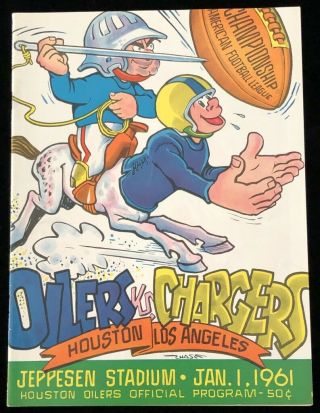 1960 Afl Championship Football Program - Los Angeles Chargers @ Houston Oilers