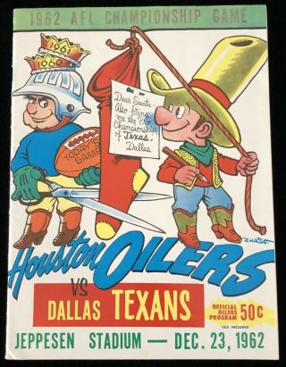 1962 Afl Championship Football Program - Dallas Texans @ Houston Oilers