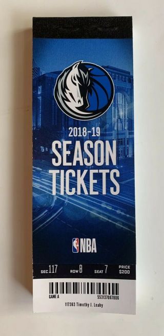2018 - 19 Dallas Mavericks Mini Ticket Book Dirk Nowitzki Final Season