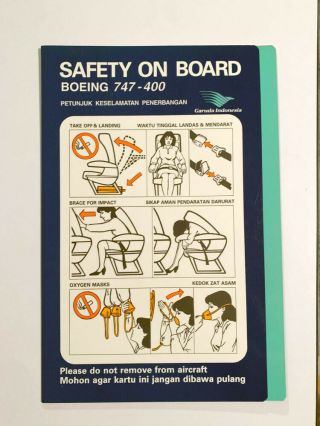 Safety Card Garuda Indonesia Boeing 747 - 200