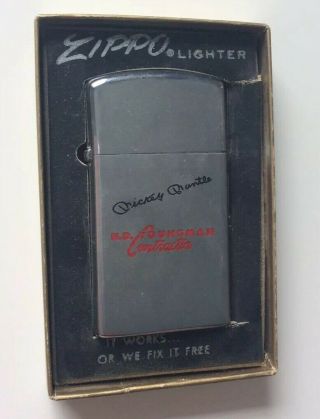 Mickey Mantle Promotional Zippo Lighter With Box Packaging And Leaflet