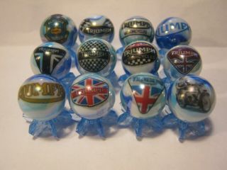 Triumph Motorcycles Glass Marbles 5/8 Size,  Stands