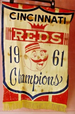 Cincinnati Reds 1961 World Series Silk Banner Crosley Field York Yankees