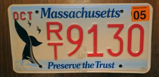 Massachusetts License Plate - Preserve The Trust Rt9130 - Right Whale Nature