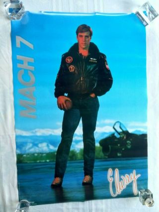 John Elway Mach 7 Kbs Enterprises Poster Vintage Denver Broncos 1986 23 " X35 "