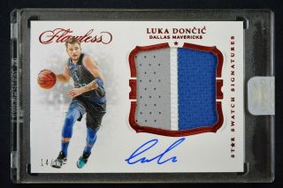 2018 - 19 Panini Flawless Encased Star Swatch Red Rc Rpa Auto Luka Doncic /15