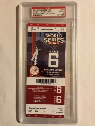 2009 World Series Game 6 Full Ticket Yankees Phillies Yankee Stadium Clincher Ps