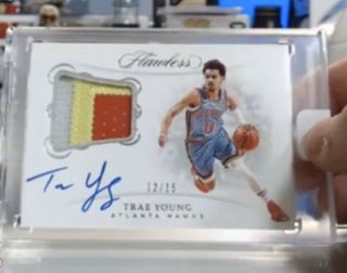 2018 - 19 Flawless RPA Trae Young 12/15 Encased Auto Tri Color patch 3