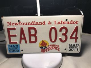 2009 Canada Newfoundland World Of Difference Licence Plate Eab 034 Bl48