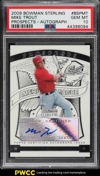 2009 Bowman Sterling Prospects Mike Trout Rookie Rc Auto Bspmt Psa 10 (pwcc)