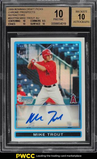 2009 Bowman Chrome Refractor Mike Trout Rookie Auto /500 Bgs 10 Pristine (pwcc)