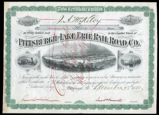 1880 Pittsburgh And Lake Erie Rr (p&le) 3 Share Stock Certificate Vg,  Wysiwyg